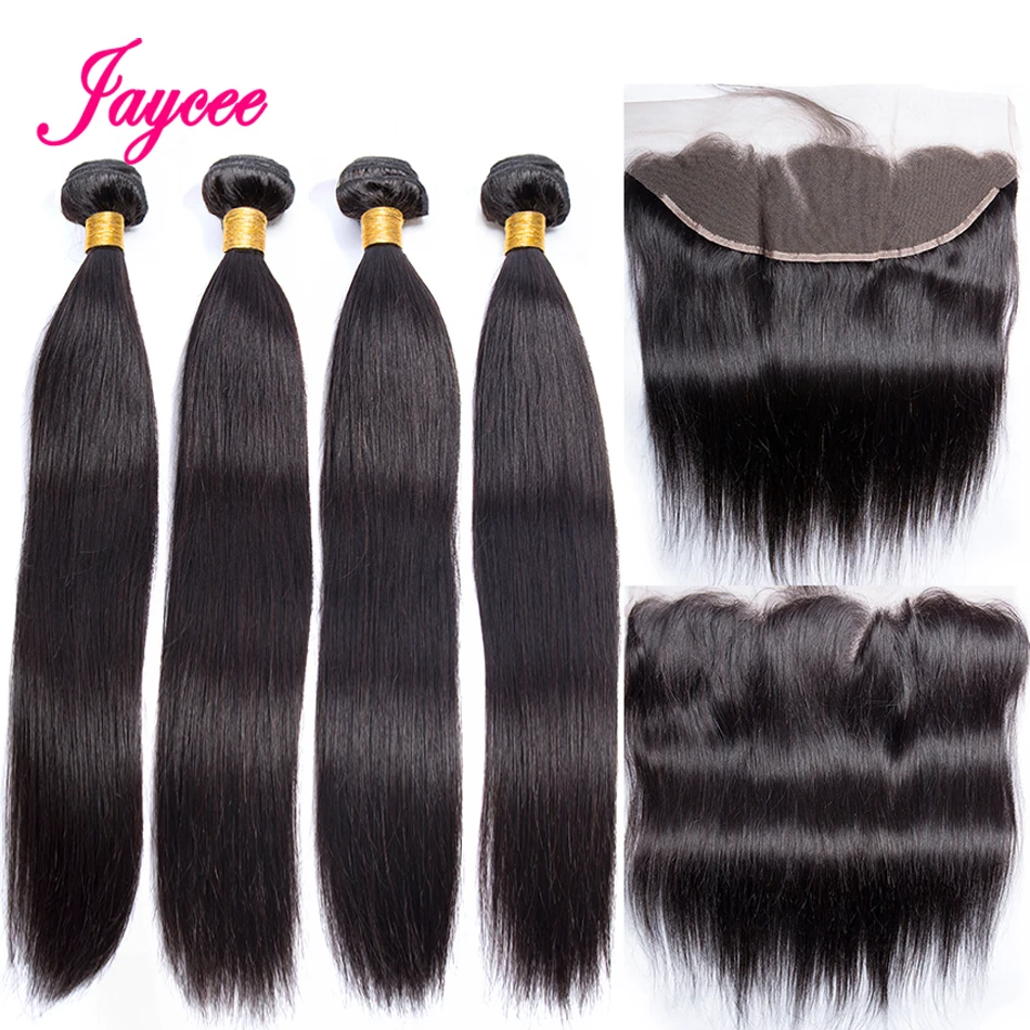 

Jaycee Malaysian Hair Bundles with Closure Straight Bundles With Frontal and Bundles 4PCS Human Hair Bundle With Closure