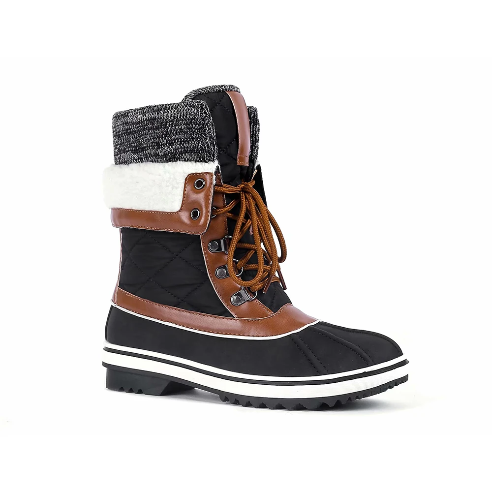 Tanie Maxmuxun zimowe buty śniegowe damskie wielokolorowy koronkowe przeszycia jagnięce buty ciepłe wodoodporne buty antypoślizgowe