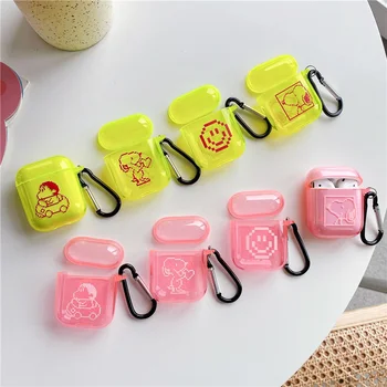 

Fashion Fluorescent Neon Yellow Soft Cases for AirPods Case Earphone Silicone Cover for Air Pods 2 Case Cute Clear soft Cover