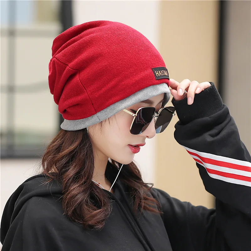 Autumn Winter Hat Men Women Cotton Knit Skullies Beanies Outdoor Sports Cotton Casual Solid Warm Knit Cap