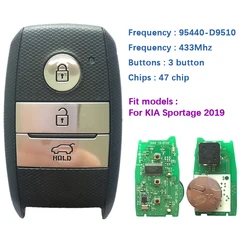 CN051088 Original/Aftermarket 3 Buttons KIA Sportage 2019 Genuine Smart Key With 433MHz 47 Chip FCCID 95440-D9510