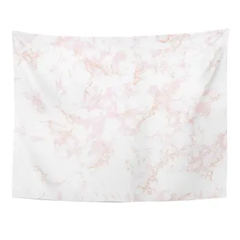 

Trendy Pink Marble with Rose Gold Patina Effect Overlay Distress Grain Sequin Holiday Blush Color Tapestry Home Decor Wall Hang