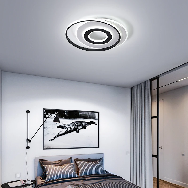 Круглая современная люстра освещение черный и белый блеск люстры ledLamp для гостиной спальни кухни Светодиодная потолочная люстра