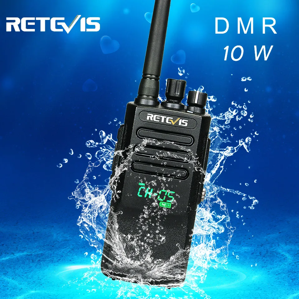 Retevis RT50 10 Вт портативная рация цифровой DMR радио IP67 водонепроницаемый UHF 400-470 МГц Двойное время цифровой/аналоговый радио