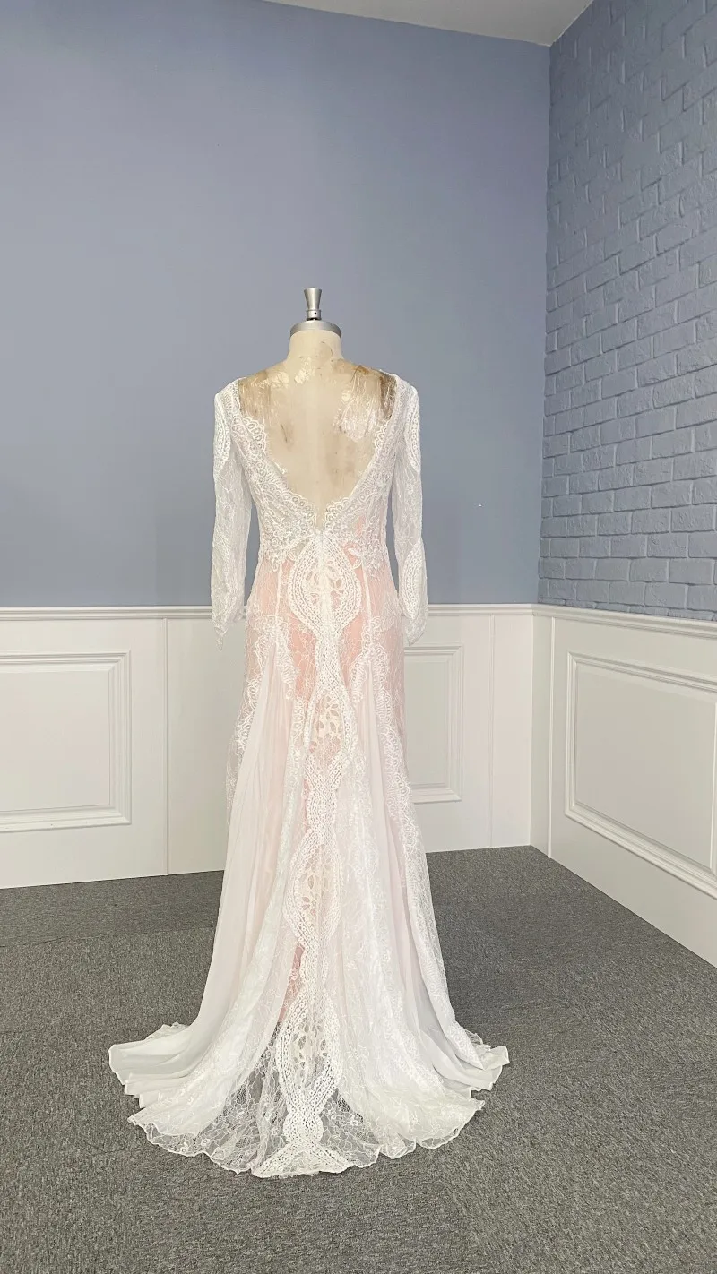 pink lace boho dress