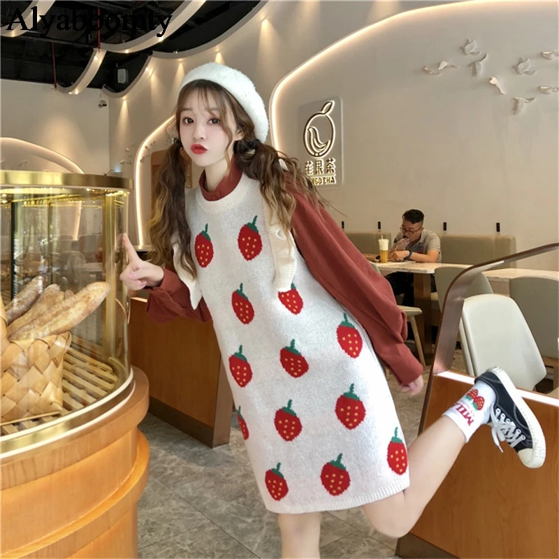 Женский сарафан в японском стиле преппи на осень и зиму трикотажное