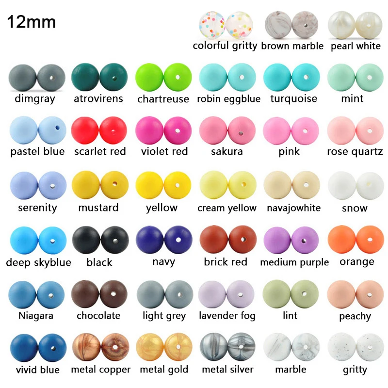 12mm mix or specify LOFCA 500 шт 9 мм/12 мм/15 мм/19 мм/22 мм силиконовый Прорезыватель для зубов из бусин BPA бесплатно пищевого качества Детские Прорезыватели жевательные DIY ювелирные изделия ожерелье - Цвет: 12mm mix or specify