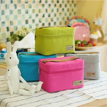 

1Pc Canvas Polyester Nylon Foil Insulated Lunch Bag Thermal Stripe Tote Bags Cooler Picnic Food Lunch Box Kids Children School