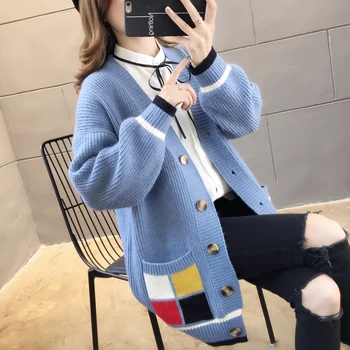 

2019 Sweater Pullover Cotton 9291 Real Photo New Pocket Color Matching Knitted Cardigan Coat 60 -- 1st Floor, 11 Rows, 1 Shelf