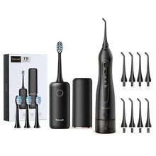 Ensemble de nettoyeurs de dents Fairywill combiné Flosser à eau et brosse à dents 3 Modes et 8 embouts Jet IPX7 USB étanche chargé pendant 21 jours