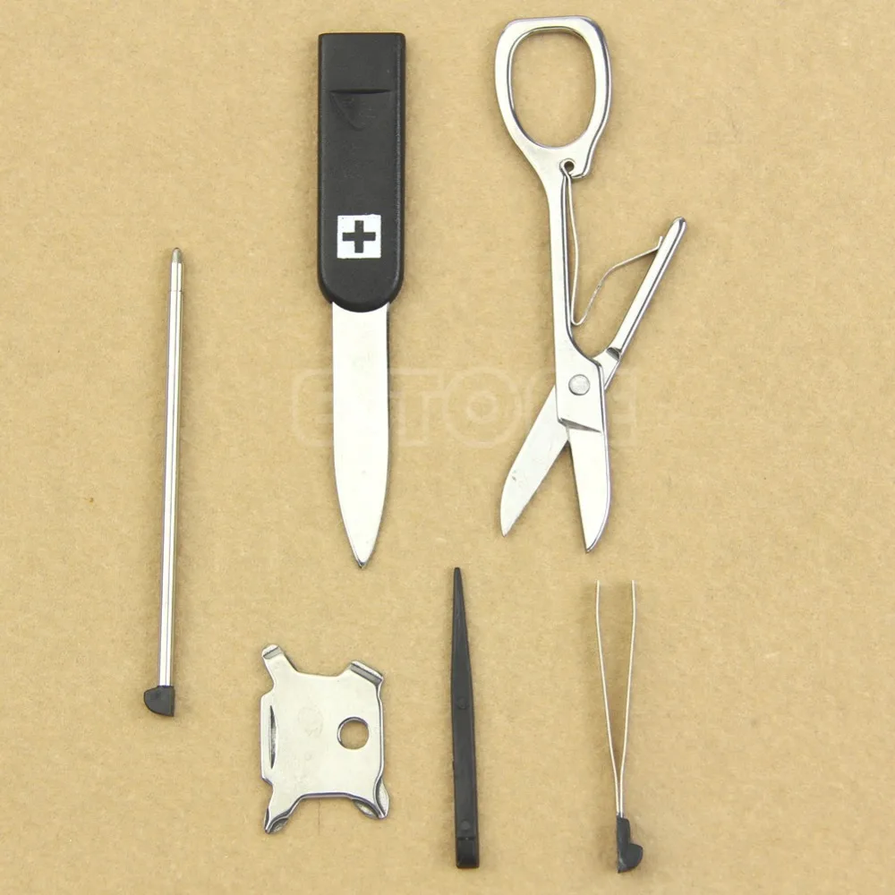 EDC Survival Camping Pocket Card Tool Kit LED Magnifier Scissors
