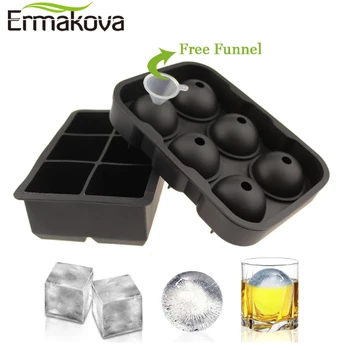 

ERMAKOVA Large Size 6 Cell Ice Ball Mold Silicone Ice Cube Ball Tray Whiskey Ice Ball Maker 6 Silicone Molds Maker For Party Bar