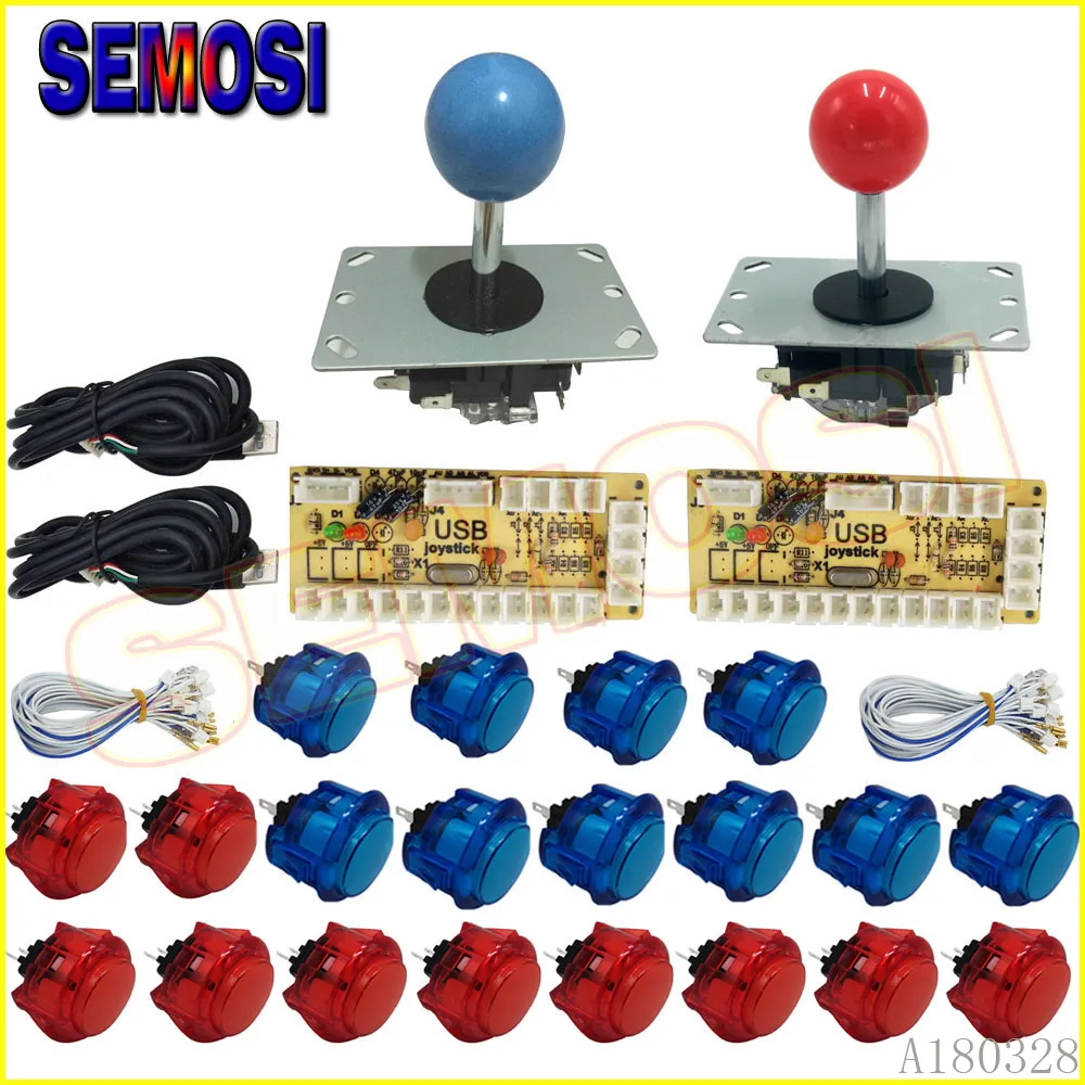 Joystick Arcade Zero Delay para 2 jugadores, codificador LED USB, 2