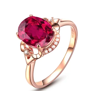

Anmiy Luxury Red Color Rose Golden Tourmaline Open Female Live Ring
