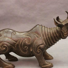 Voge gem S4685 " Народная китайская Бронзовая статуя быка, носорога, носорога, статуя животных, скульптура