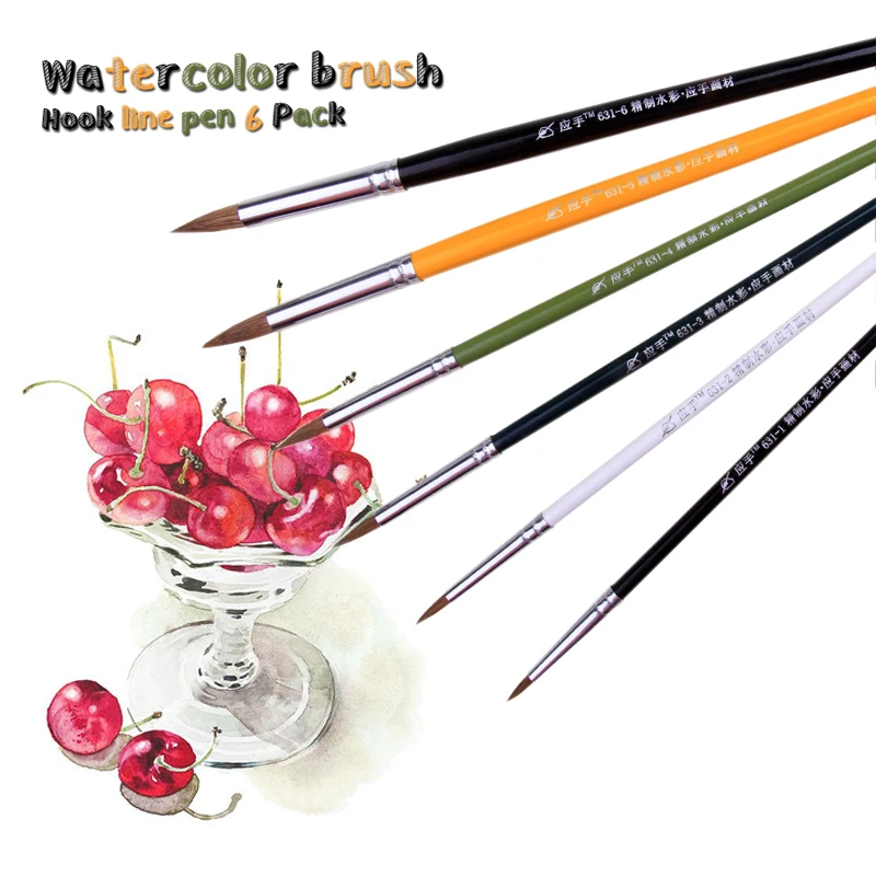 

6Pcs/Set Watercolor Brushes Different Shape Gouache Paint Round Pointed Tip Nylon Hair Painting Brush Set Drawing Art Supplies