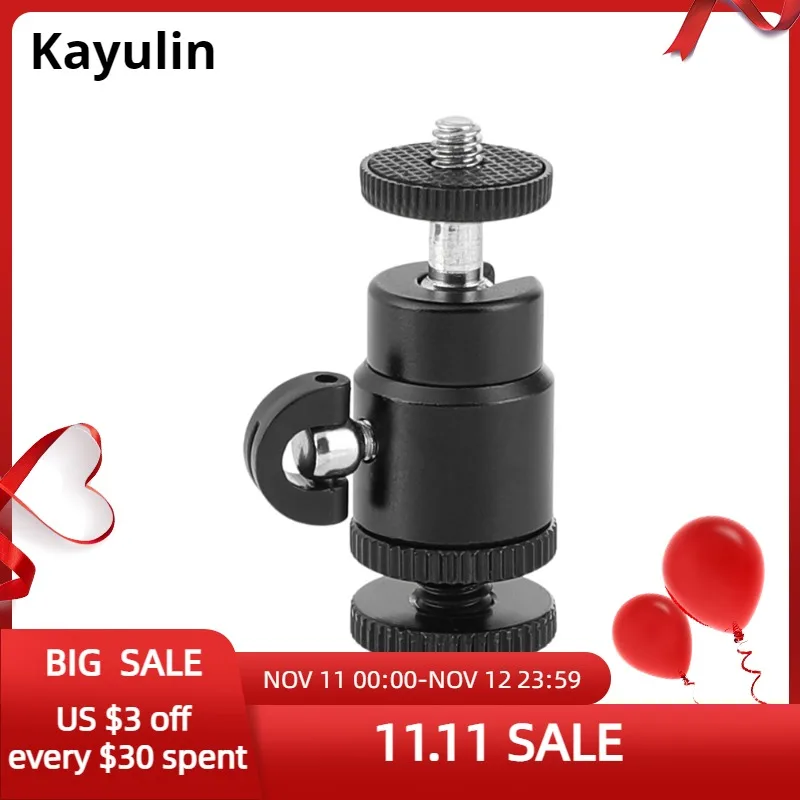Kayulin Ball Head 1/4&quot-20 Standard Screw Hole Mount With Flash Shoe for DSLR Vidicon Trigger | Электроника