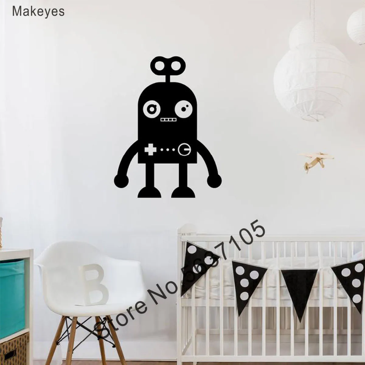 Наклейки на стену Makeyes маленькие роботы наклейки в детскую спальню для мальчиков
