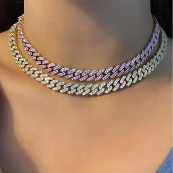 

Iced Out Zircon Cuban Link Necklaces For Women Rhinstone Crystal Choker Collar Chain Hip Hop Rock Necklace Gothic Jewelry