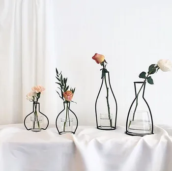 

Brand New Style Retro Iron Line Flowers Vase Metal Plant Holder Modern Solid Home Decor Nordic Styles Iron Vase