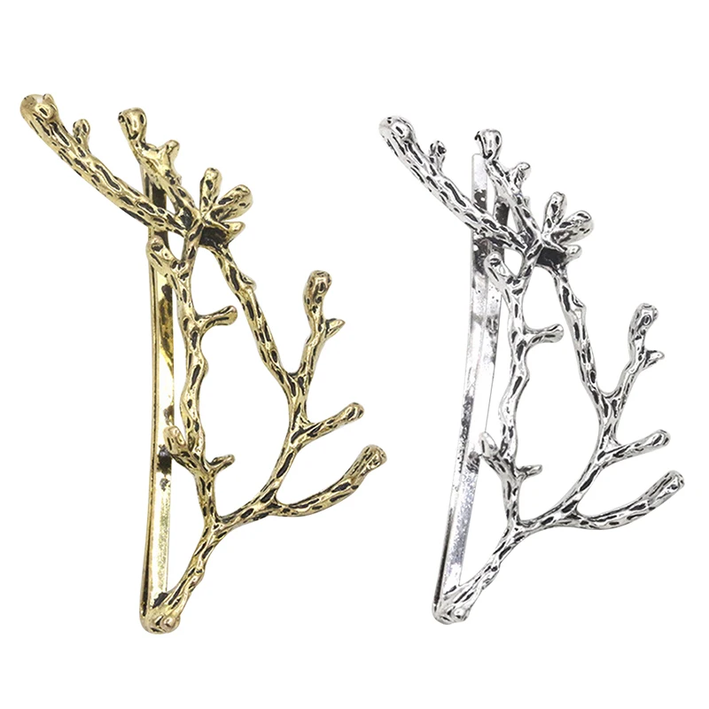 Women Fashion Rose Gold Silver Durable Delicate Unique Metal Branch Leaves Small Hair Clips Bobby Pin Hair Styling Accessories