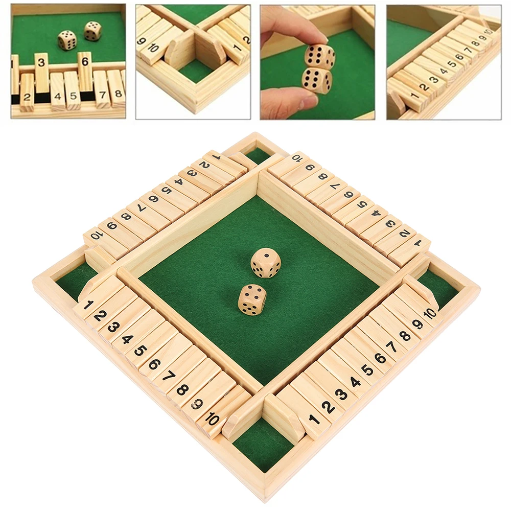 Shut Box 4 Sided 10 Dice Board Game Wooden Set Bar Party Cm - AliExpress