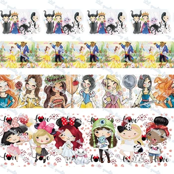

38-75mm cartoon princess grosgrain printed halloween ribbon 10 yards a set DIY Art Handmade Materials Ribbons and diy bows tape