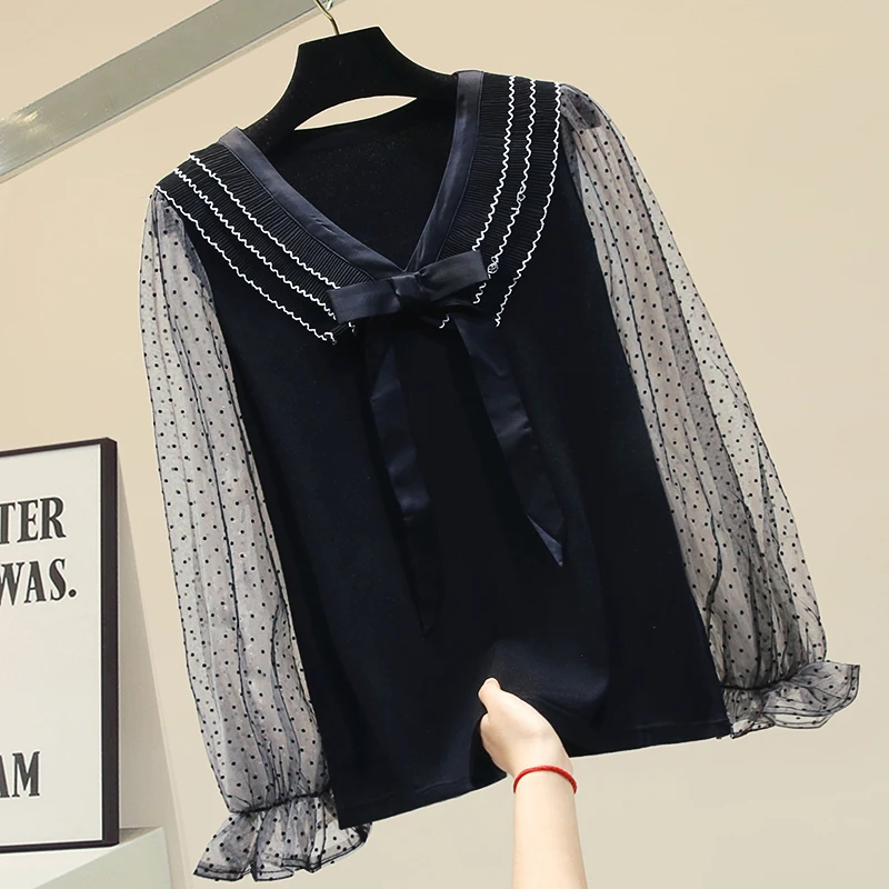 Knit Sweater Shirt Women's 2020 Spring Black Sweater Pullover Jumper Ladies All-match Tops Blusas Femme Nancylim