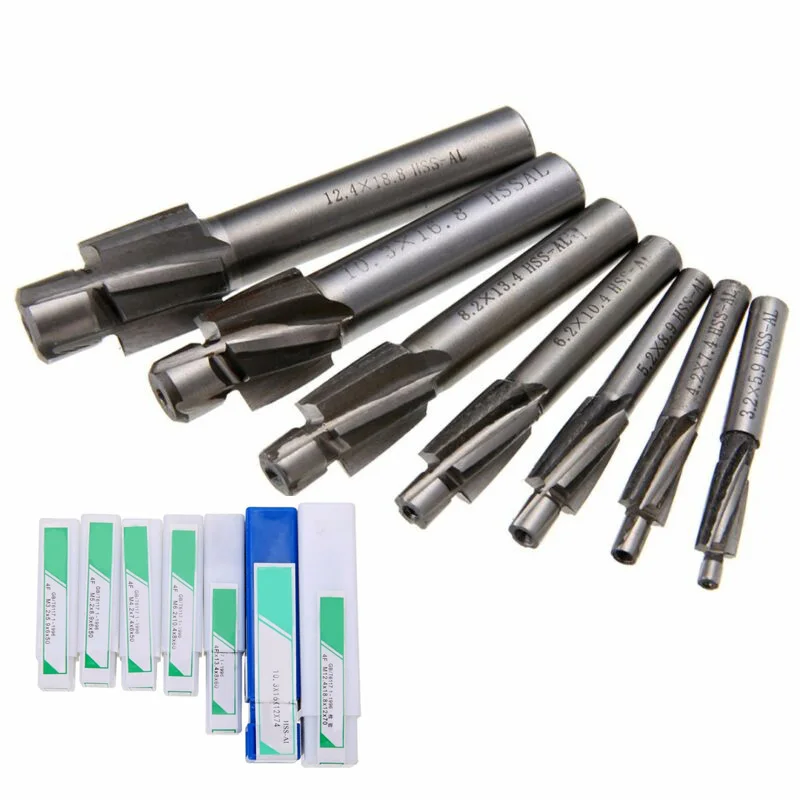 

7Pcs M3.2-M12.4 HSS Countersink 90 Degree Chamfering End Mill Cutter Drill Bit Chamfer Deburring Tool