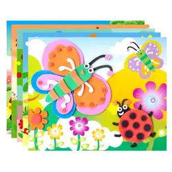 Pegatinas tridimensionales de EVA hechas a mano para niños, paquete de Material de bricolaje, papel de esponja para niños, Parche pequeño con adhesivo, 5 piezas