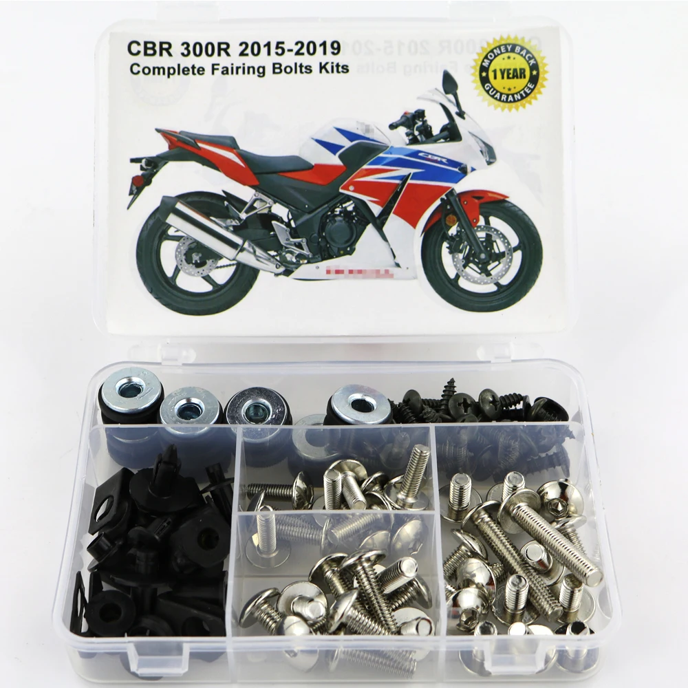 Xitomer Full Sets Fairing Bolts Kits Matte Black Mounting Kits Washers/Nuts/Fastenings/Clips/Grommets for HONDA CBR300R 2015 2016 2017 2018 2019 