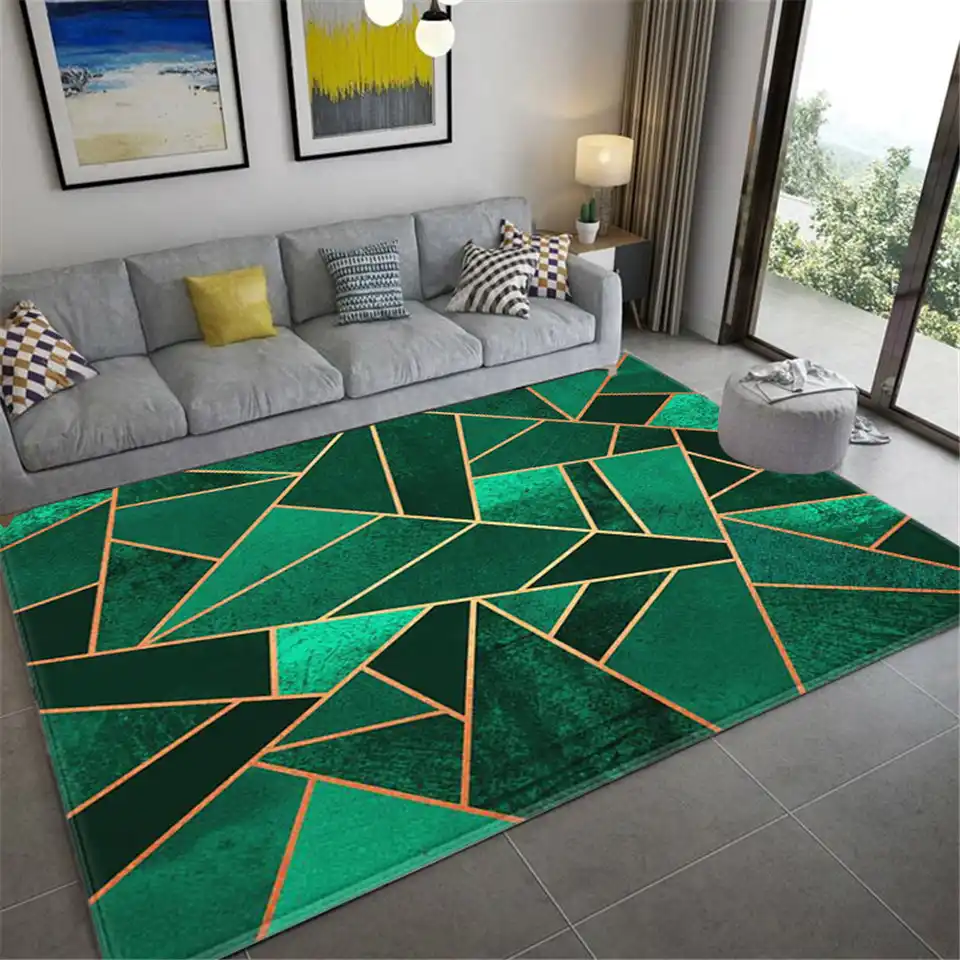 Modern Gold/Pink/Green/black Metal Carpets for Living Room Bedroom Area