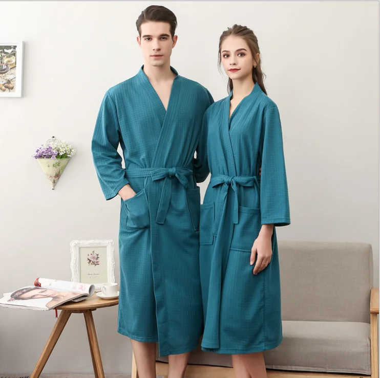 men satin pajamas Men Couples Casual Kimono Bathrobe Autumn Cotton Long Robe Waffle Sleepwear Plus Size XXXL Nightgown Male Loose Home Wear Lovers pink silk pajamas