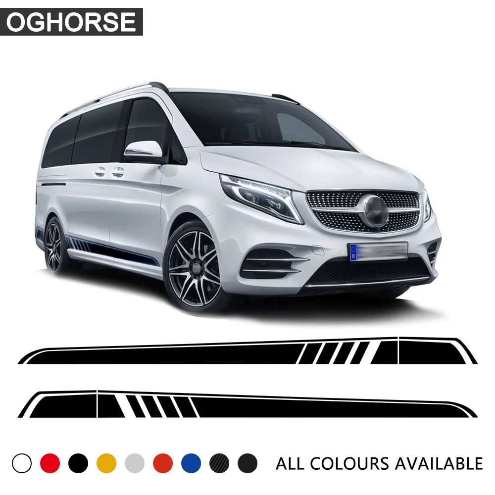 2 шт. виниловые наклейки на порог для двери в полоску для Mercedes Benz Vito Viano V Class W447 W639 V260- аксессуары