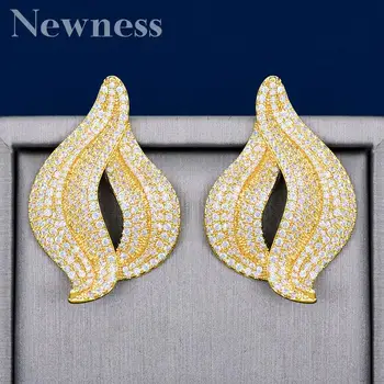 

Newness Luxury Leaf Full Micro Cubic Zirconia Women Bridal Wedding Engagement Earring Jewelry