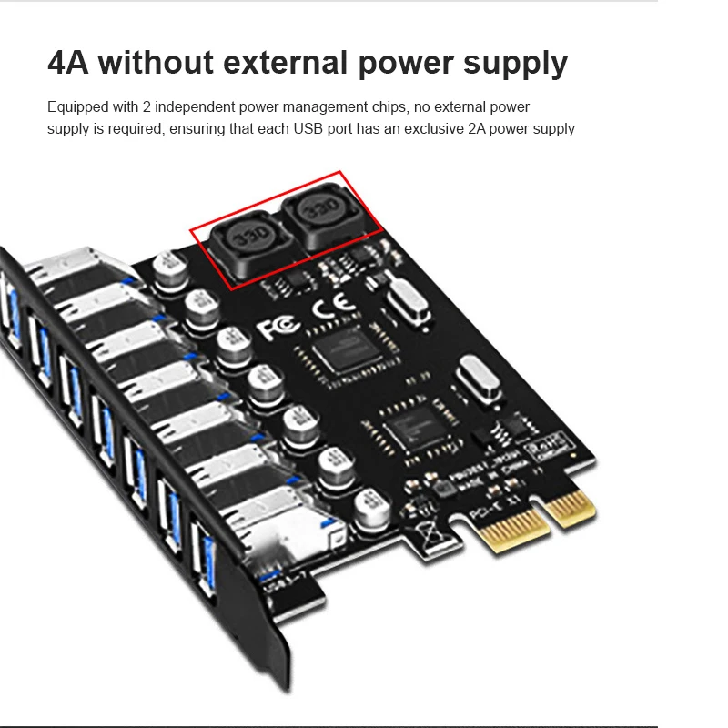 USB 3.0 PCI Express Adapter PCI E To 7 Ports USB 3 Expansion Adapter Card USB PCIe PCI-e X1 Hub controller Converter For Desktop 2