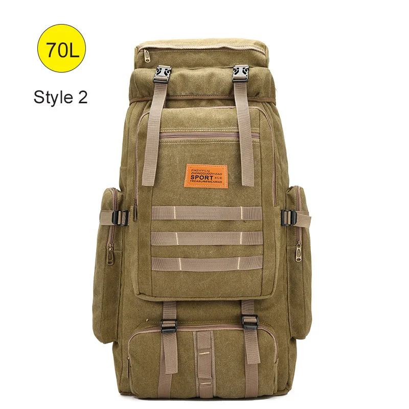Style 2 Khaki 60л большая военная сумка, брезентовый Рюкзак, тактические сумки, походный рюкзак, армейский рюкзак Mochila Tactica, для путешествий, для мужчин, для улицы, XA84D - Цвет: Style 2 Khaki