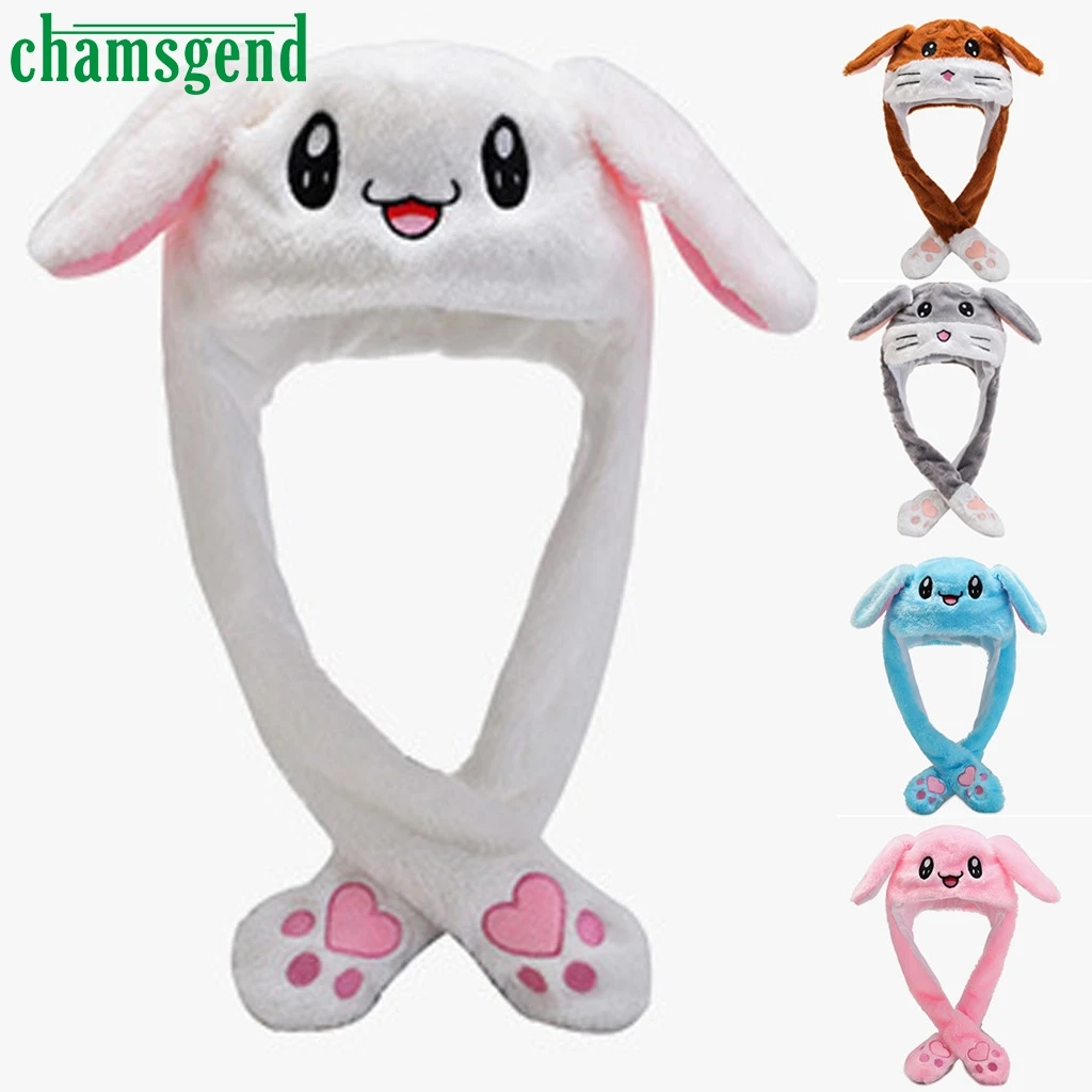 CHAMSGEND/Новинка года; зимняя наружная теплая шляпа для женщин и детей; милые шапки с ушками с кроликом из мультфильма; Мягкие плюшевые шапки; детская шапка;# 4z