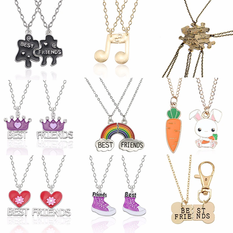 Best Friend Forever Necklaces For Women Cute BFF Rainbow Puzzle Pendants Handmade Jewelry Couple Necklaces&ampPendants Lovers' Gift |