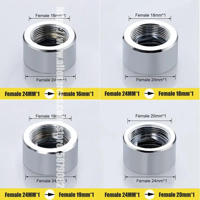 Description Picture 2 of itemFemale Thread 24mm Reducer 16 18 19 20 22 24 1/2''  Pressure Gauge Adapter Faucet Kitchen Bathroom Brass Water Tape Joint