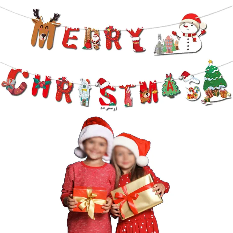 

1 Набор мультфильмов с надписью "Merry Christmas", Рождество, Новый Год, праздничный фон, украшение для рождественской елки, декор для вечеринки