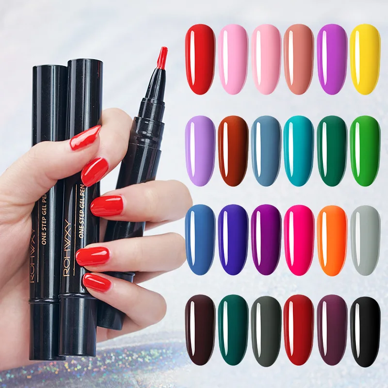 

ROHWXY One Step Gel Nail Polish UV LED Soak Off Gel Lacquer For Manicure Nails Art Varnish Pen Hybrid Long Lasting Gel Paint
