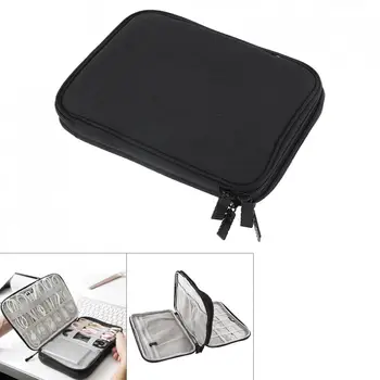 

Multifunctional Double-layer Small Black Digital Cable Storage Bag Earphone Wire Bag Pen Power Bank Travel Kit Case Pouch