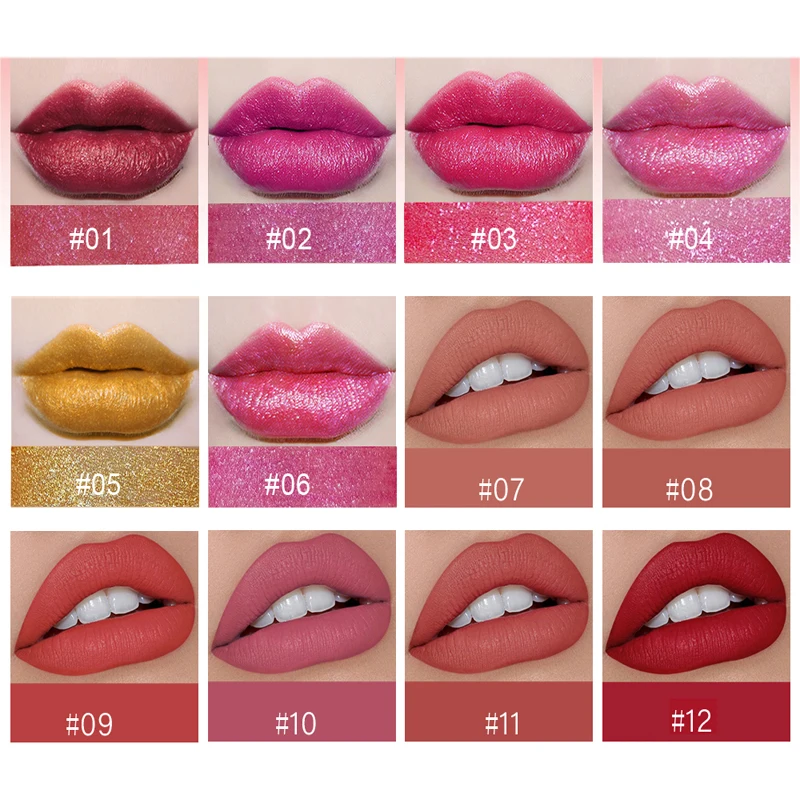 Waterproof Long Lasting tattoo nude matte lipstick Brand Lips tint Makeup labiales batom maquiagem Glitter lip 5