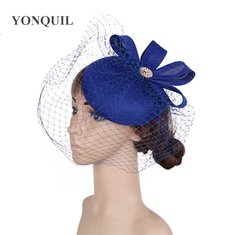 Bovake Net Mesh Headdress Women Girl Fascinators with Hair Clip Hairpin Hat Bowknot Feather Cocktail Wedding Tea Party Hat