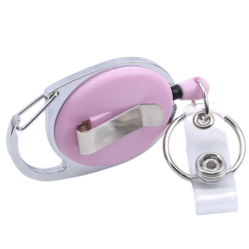 

Oval Pull Buckle Retractable Reel Badge Clip Belt Clip Key Ring Metal ID Card Badge Holder Bag Accessories