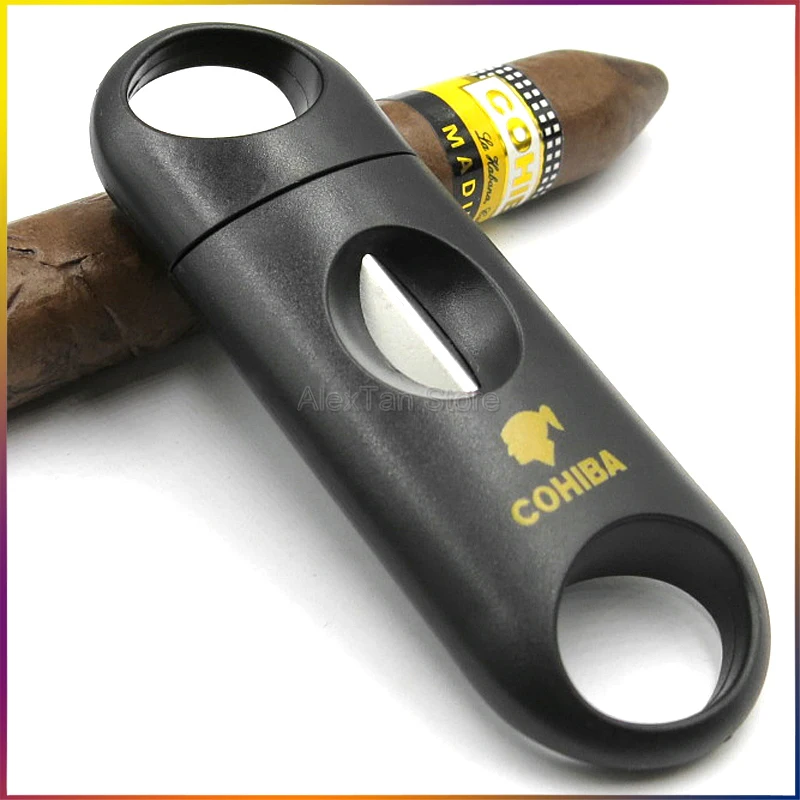 COHIBA брендовые пластиковые v-образные сигары резак острые сигареты резка металла нержавеющая сталь лезвия гаджеты сигары