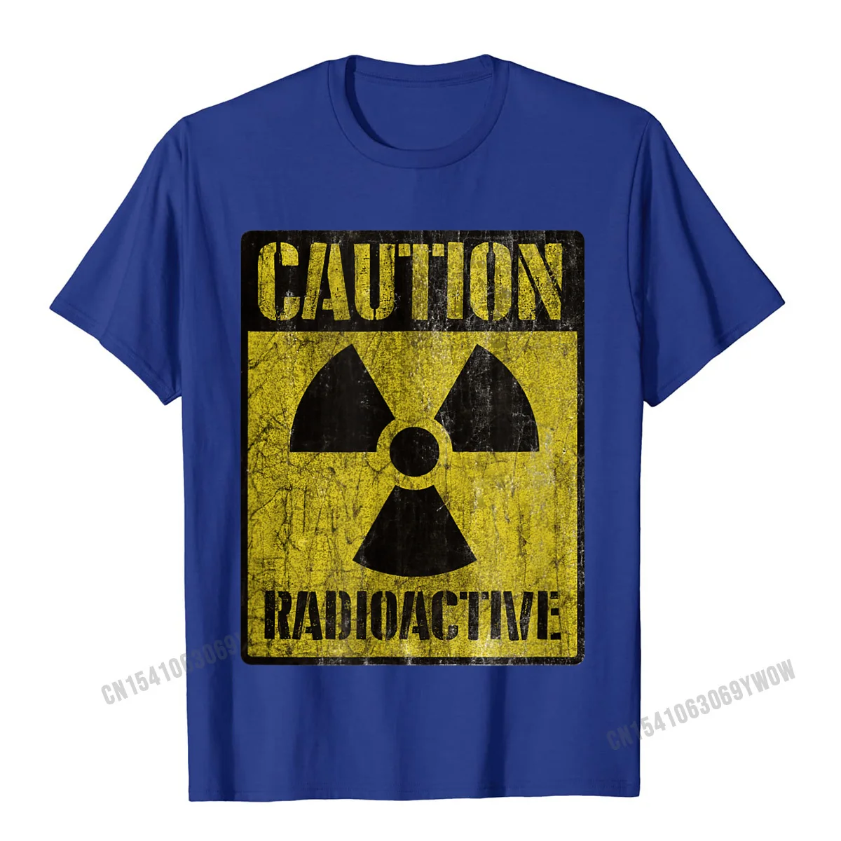 Men's Grunge Caution Radioactive Graphic Cotton T-Shirt - New Funny Design 2023