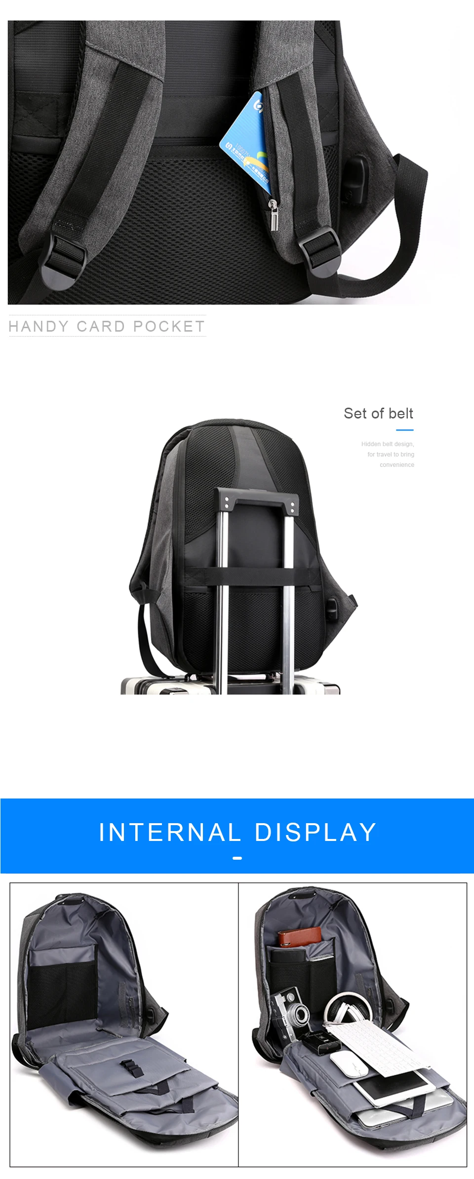 Laptop Backpack 15.6 Inch Notebook Back Pack Anti Theft Business Men Travel Bags Waterproof Male USB Charging Student Bagpack (19)