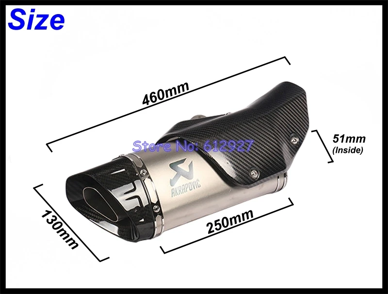 ID: 51 мм мотоцикл выхлопной трубы Akrapovic углеродного волокна Мотоциклетный глушитель выхлопной трубы Escape полный уход за кожей лица мото тепловой защиты Обложка